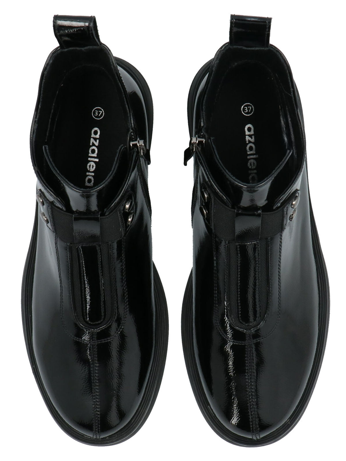 Botín Mujer Patent Negro Azaleia