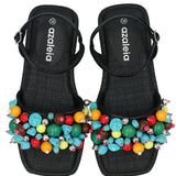 Sandalia Mujer Anneta Negro Azaleia