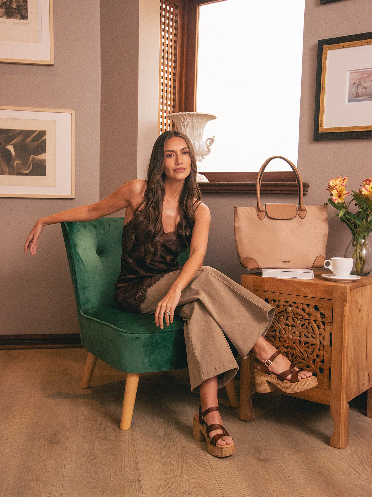 Sandalia Mujer Julia Café Azaleia