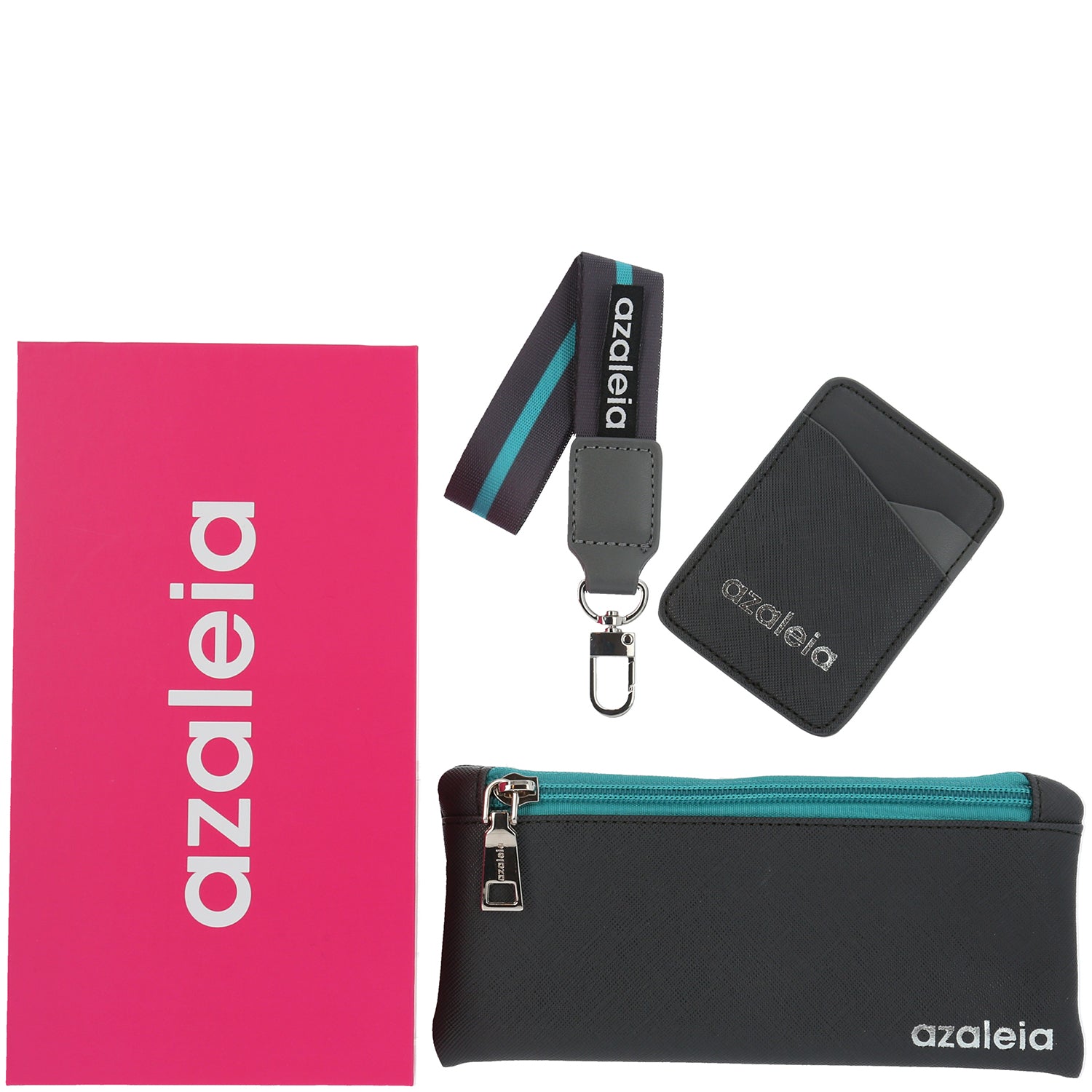 Pack estuche, tarjetero y porta celular gris Azaleia