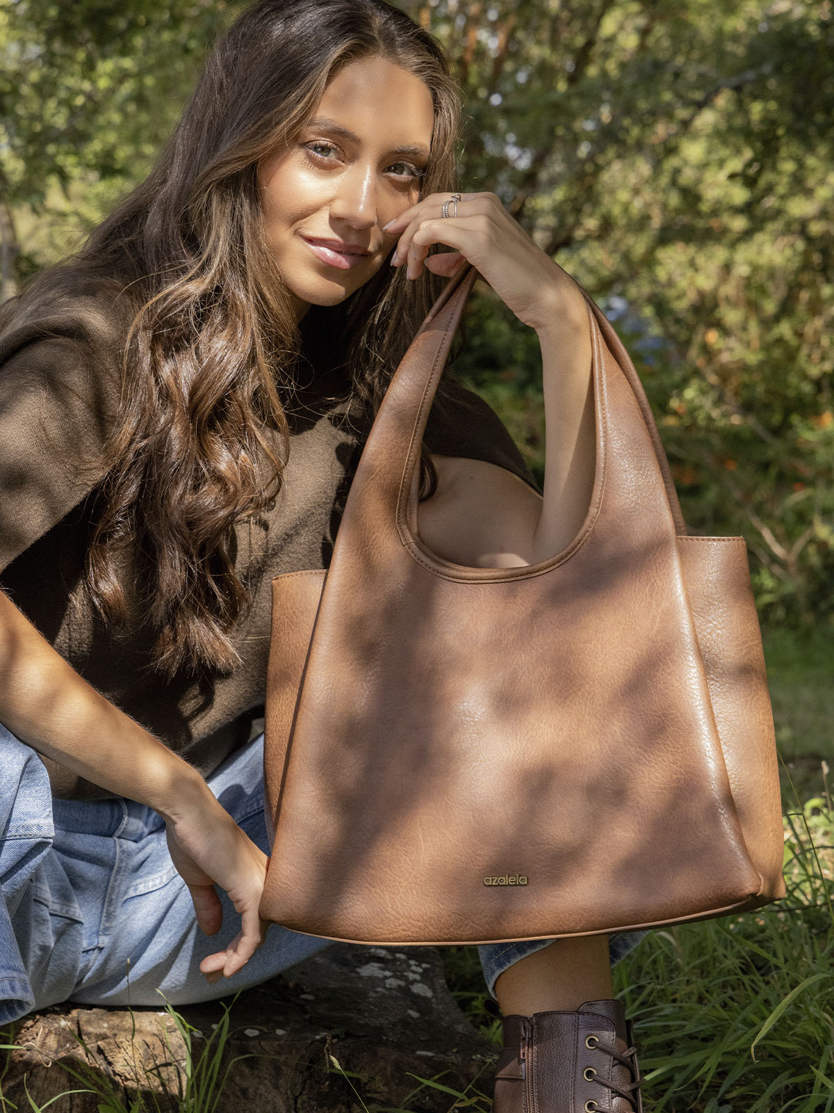 Cartera Mujer Julieta Hobo Café Azaleia