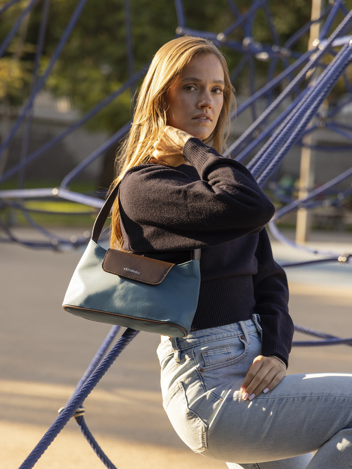 Cartera Mujer Rosa Bag Azul Azaleia