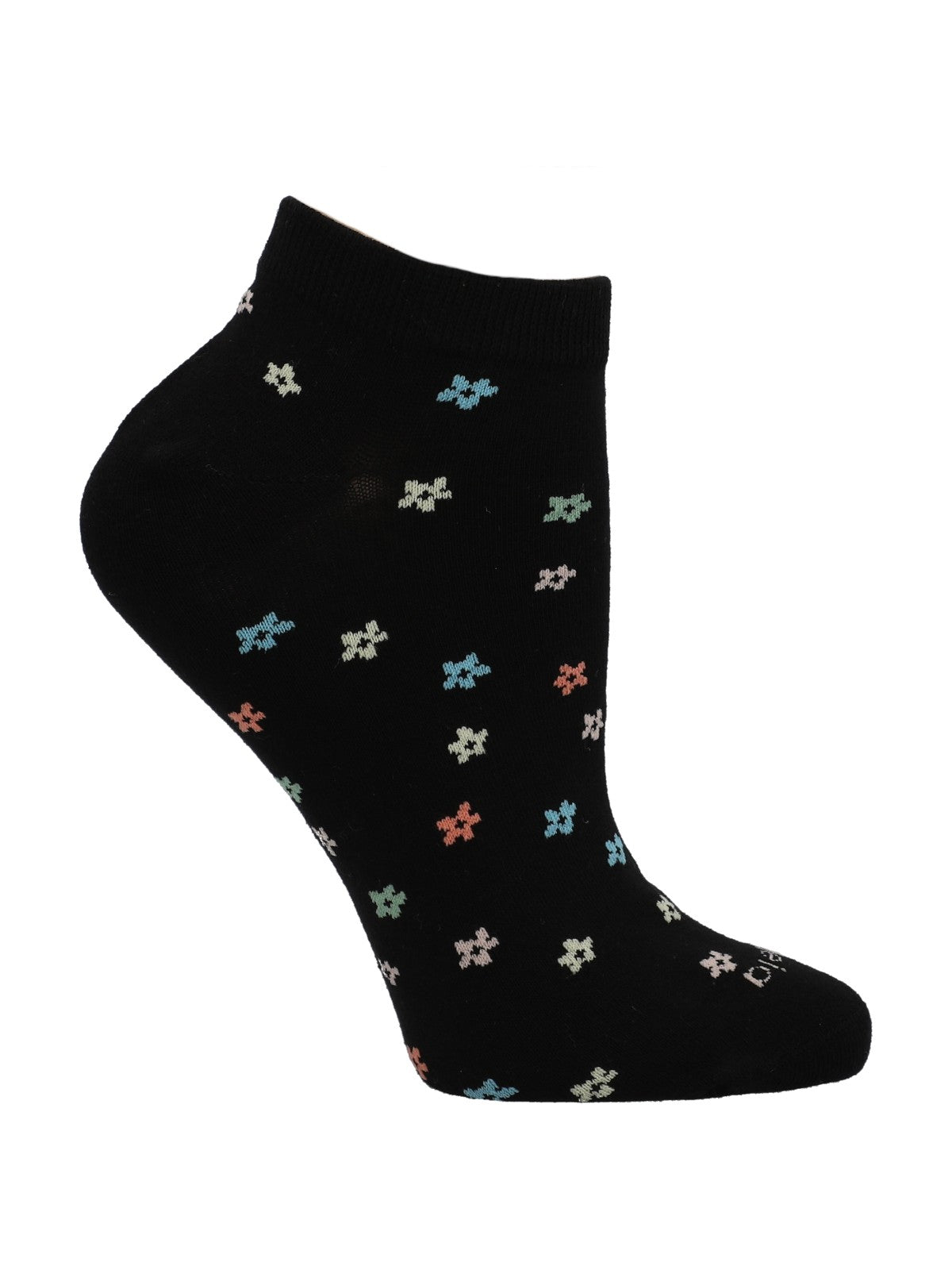 Calcetín Algodón Mujer Ped Flori Negro Azaleia