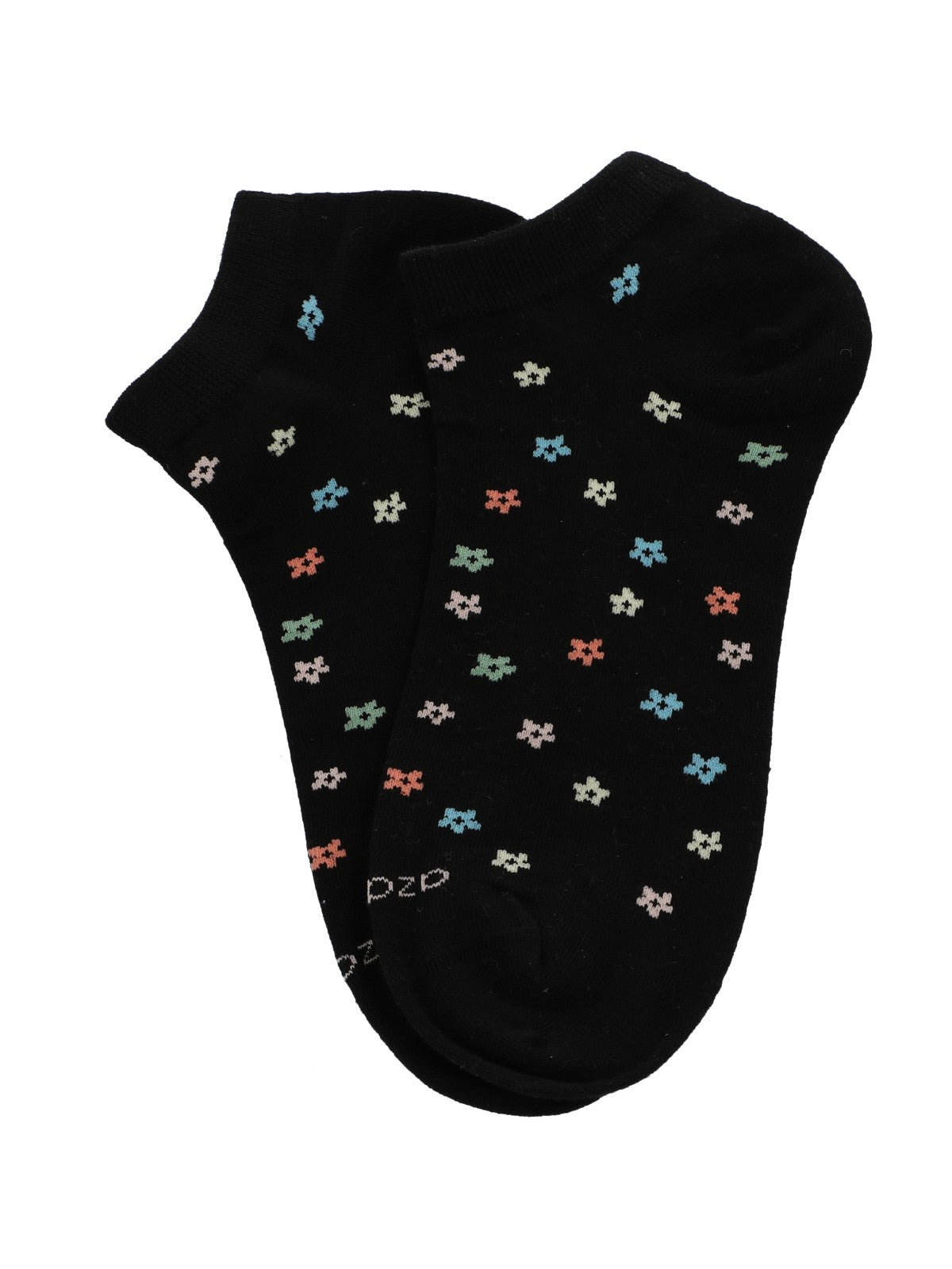 Calcetín Algodón Mujer Ped Flori Negro Azaleia