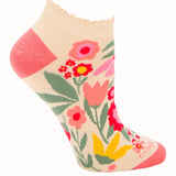 Calcetín Algodón Mujer Ped  Florita Beige/Crudo Azaleia