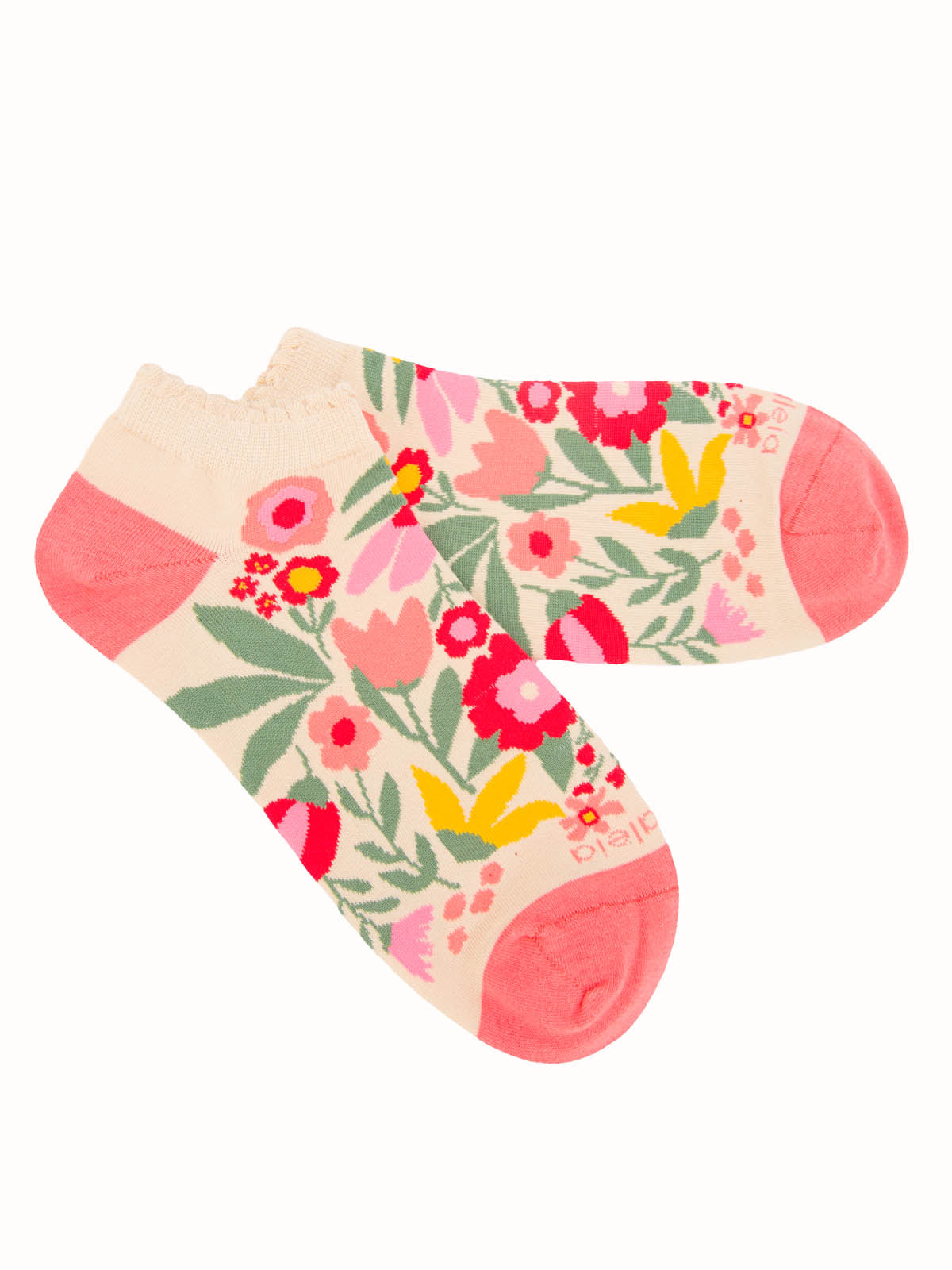 Calcetín Algodón Mujer Ped  Florita Beige/Crudo Azaleia