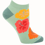 Calcetín Algodón Mujer Ped Hibisco Verde Azaleia