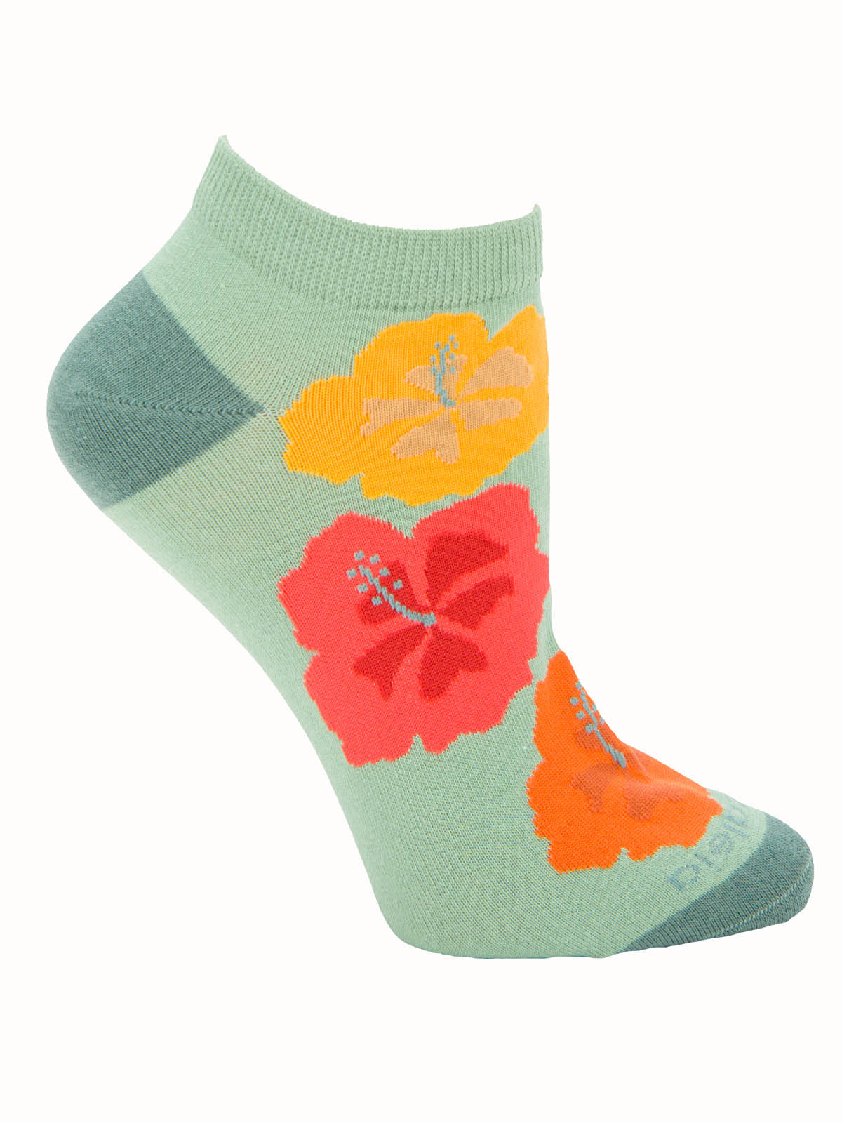 Calcetín Algodón Mujer Ped Hibisco Verde Azaleia