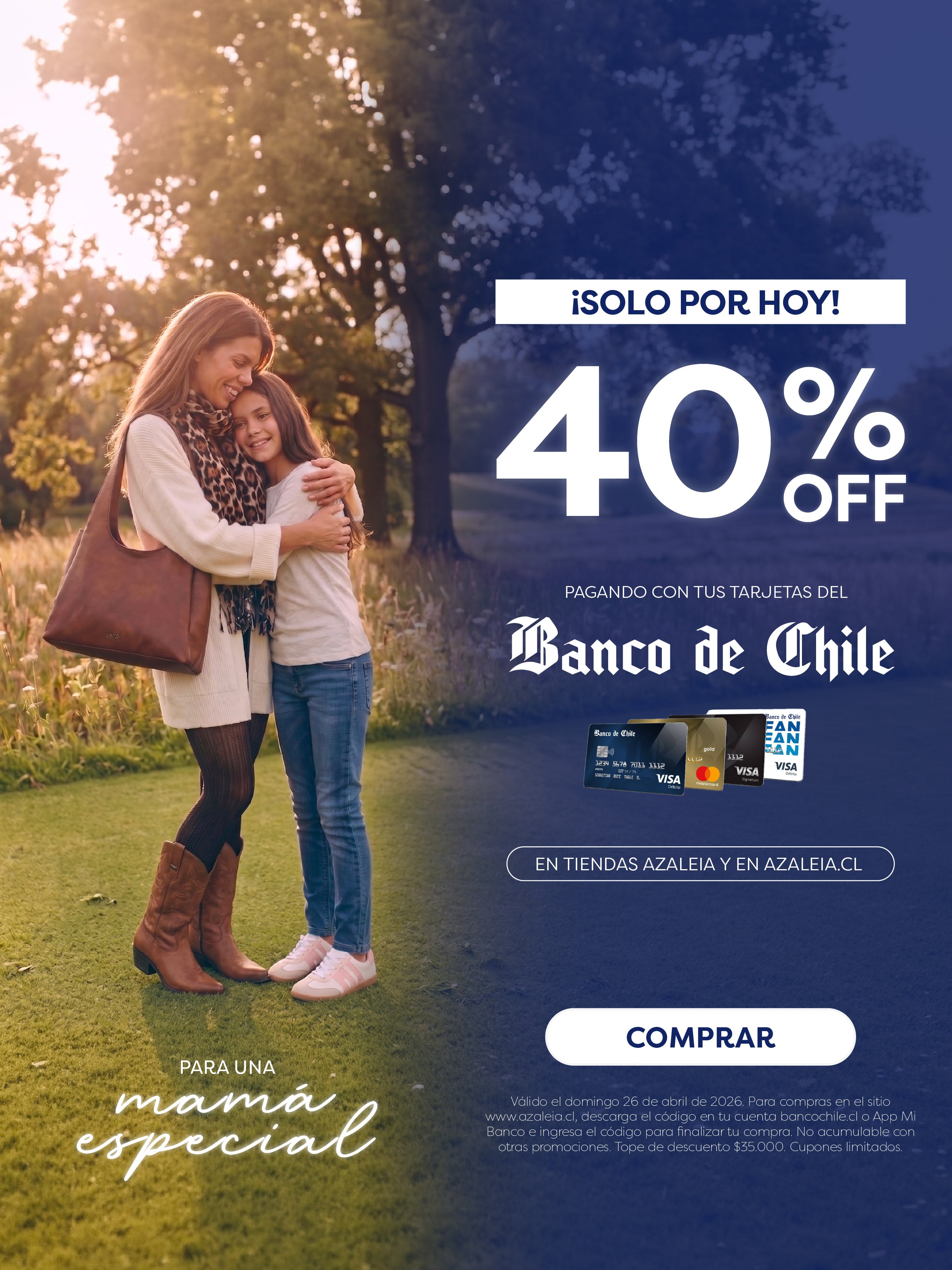 40%off con banco de chile en Azaleia